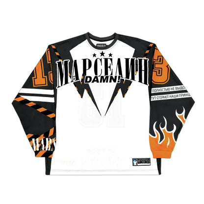 Oversized Goth Long Sleeve Baseball Jersey Shirt – Y2K Streetwear