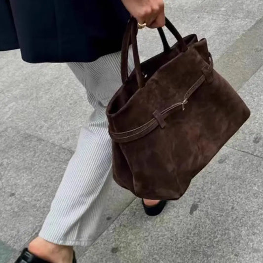 New Luxury Brand Rodeo Faux Suede Brown Gold Buckle Shoulder Bags