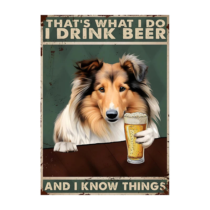 Funny Dog Beer Poster – That's What I Do I Drink Beer Wall Art