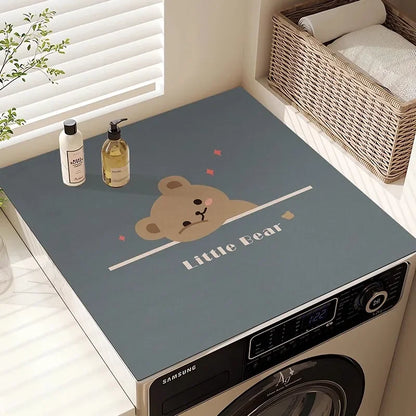 Washing Machine Top Cover Mat – Absorbent Non-Slip Cute Cartoon Pad
