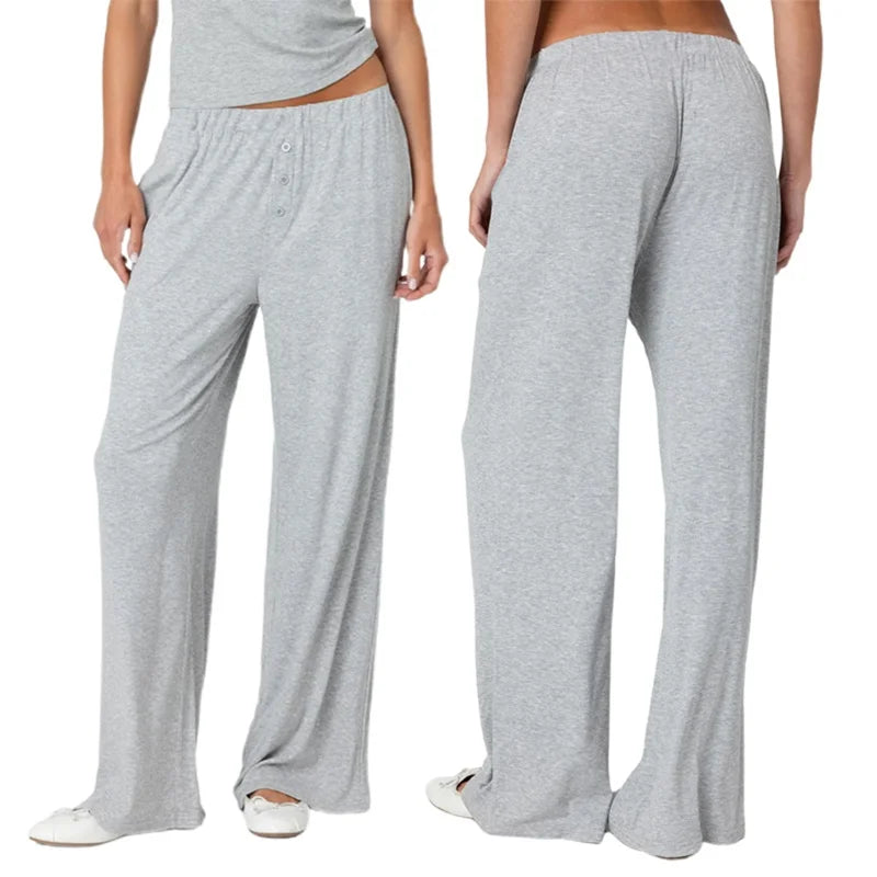 Women's Plaid Baggy Pants Elastic Waist Drawstring Lounge Trousers
