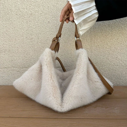 Plush Fur Shoulder Bag – Women's Large Capacity Tote