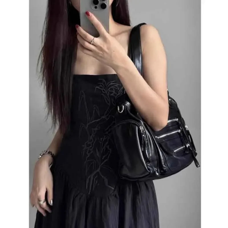 Vintage Punk Women Tote Bags Mujer Moto Style