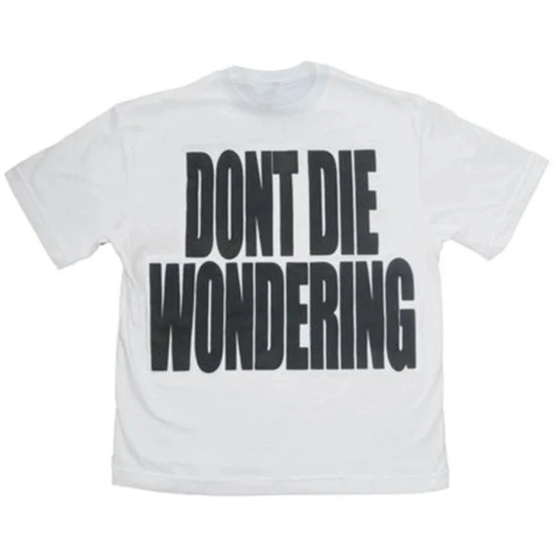 Letter Print Oversized Cotton T-Shirt Y2K Harajuku Men Streetwear