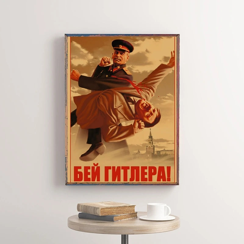 Soviet USSR Vintage Propaganda Poster – Stalin Portrait Retro Wall Art Print