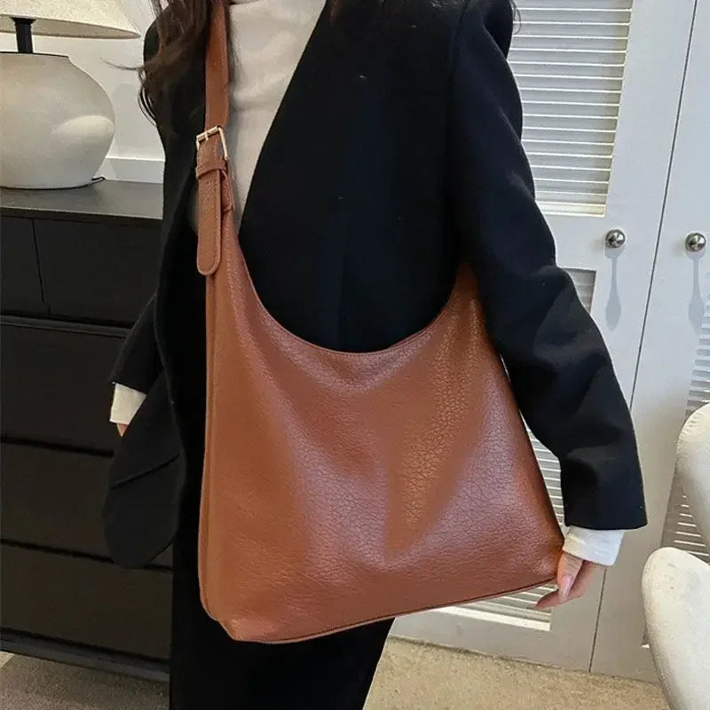 Fashion Leather Tote Bag Simple Large High Capacity Shoulder Bag