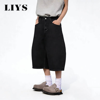 Baggy Black Denim Shorts – Wide Leg Unisex Streetwear
