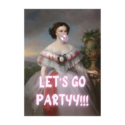 Bubble Gum Baroque Portrait Wall Art Poster – Vintage Altered Art Print