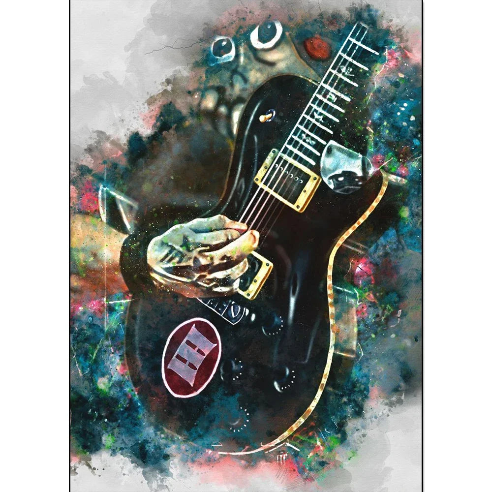 Electric Guitar on Fire Wall Art Print – Music Poster