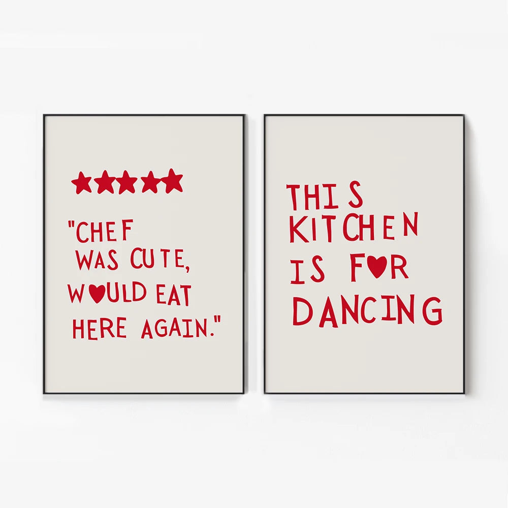 Funny Chef Quote Canvas Wall Art Poster – “Chef Was Cute” Kitchen Print