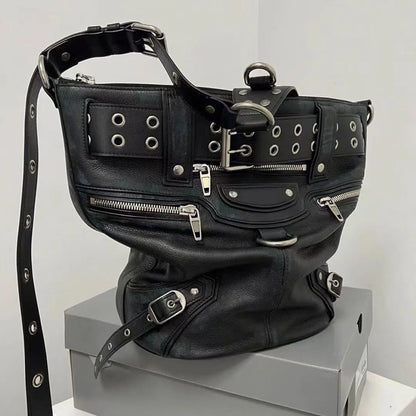 High Street Vintage Handbag Women New Rivet Large Capacity