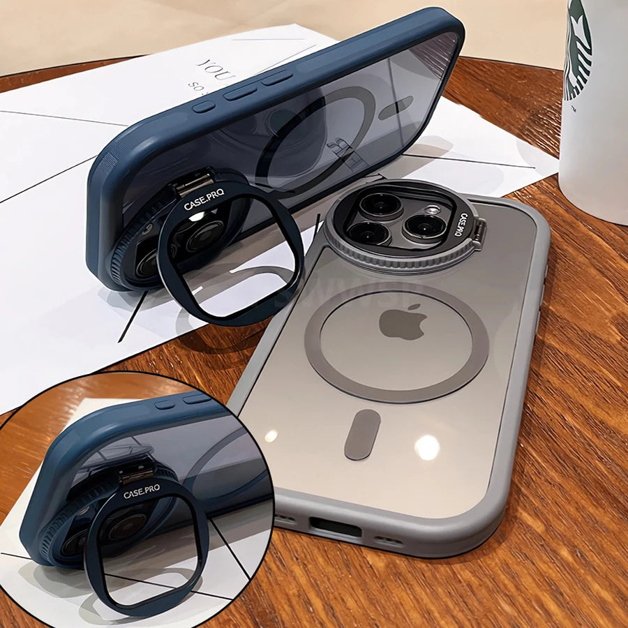 MagSafe iPhone Case with Flip Camera Lens Protector and Stand