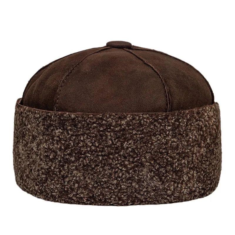 Men's Winter Sherpa Brimless Beanie Hat with Ear Warmers