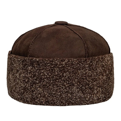 Men's Winter Sherpa Brimless Beanie Hat with Ear Warmers