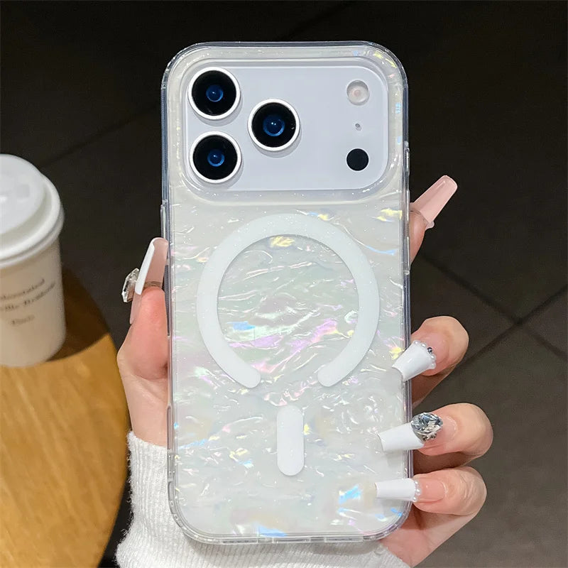 Pearl Shell MagSafe iPhone Case – Glitter Magnetic Cover