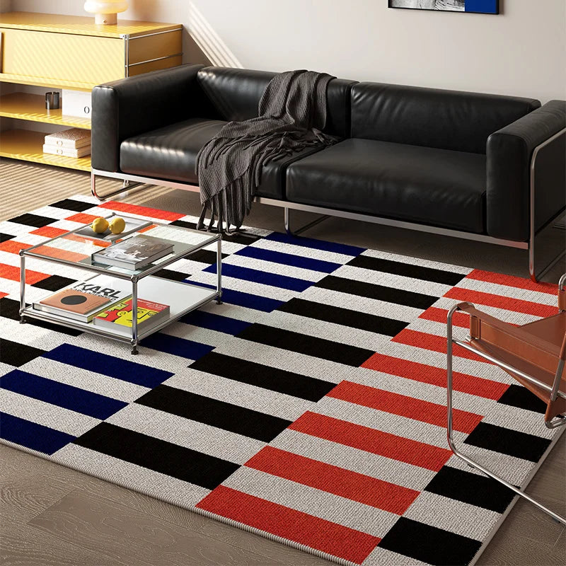 Vikama Memphis Style Geometric Color Block Rug Retro Art Durable Non-Slip Modern Edgy Living Room
