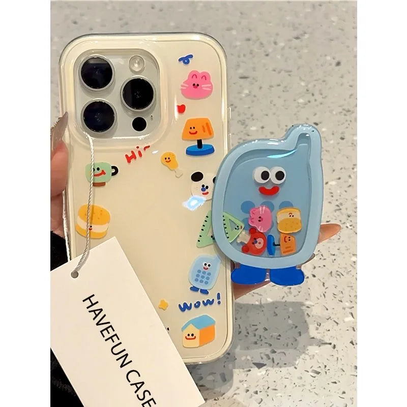 Cartoon Shakeable Grip Tok iPhone Case with Holder