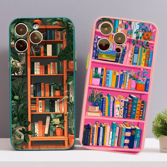 Vintage Bookshelf Floral iPhone Case – Aesthetic Phone Cover