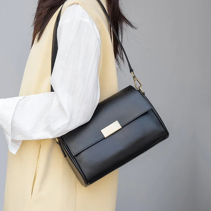 Genuine Leather Crossbody Bag – Women's Retro Shoulder Bag