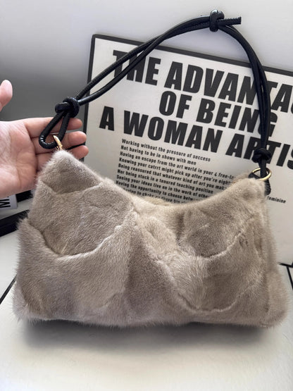 Mink Fur Shoulder Bag – Luxury Women's Crossbody Handbag