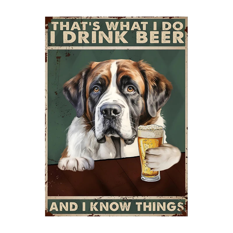 Funny Dog Beer Poster – That's What I Do I Drink Beer Wall Art