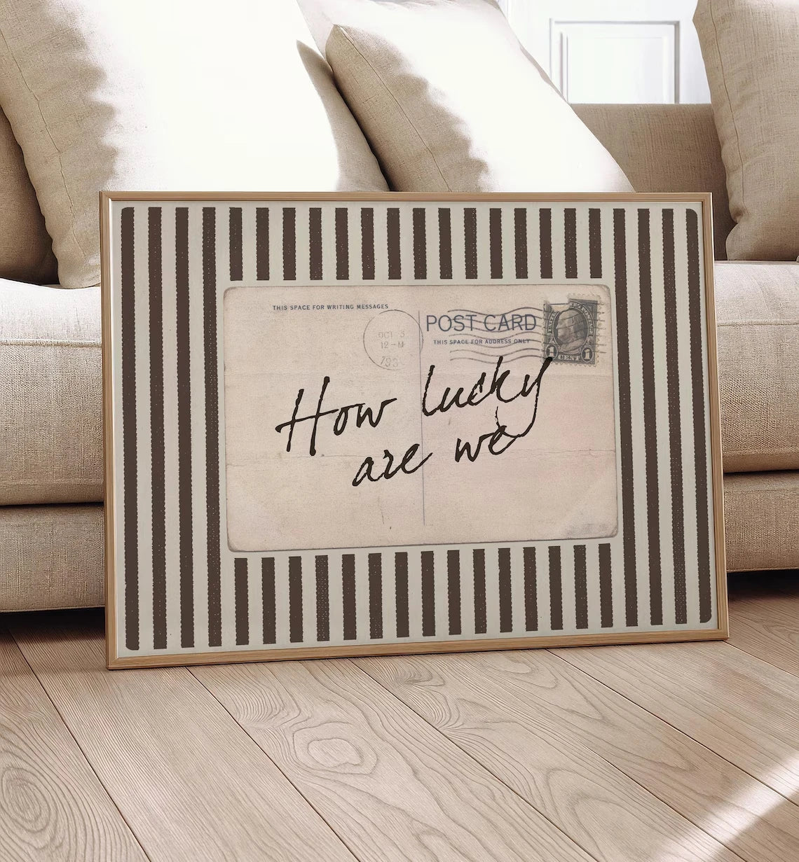 How Lucky Are We Wall Art Poster – Coquette Vintage Postcard Print