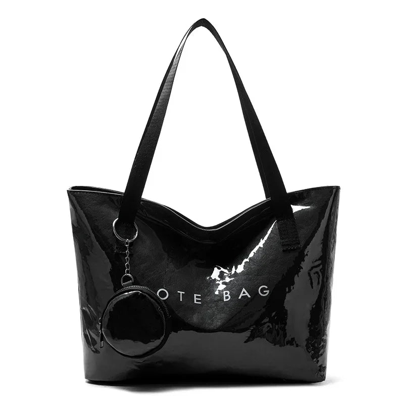 PVC Kraft Paper Tote Bag with Matching Purse