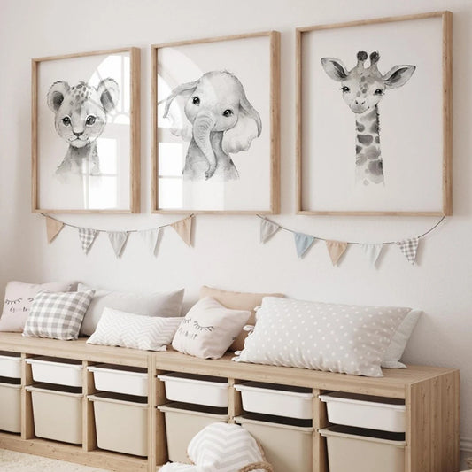 Cute Baby Animal Wall Art Canvas Poster – Nordic Nursery Decor
