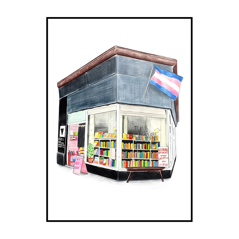Glasgow Bookshops Wall Art Poster – Watercolor Illustrated Print