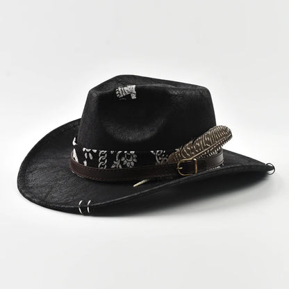 Handmade Vintage Western Cowboy Hat – Faux Leather Jazz Panama Hat