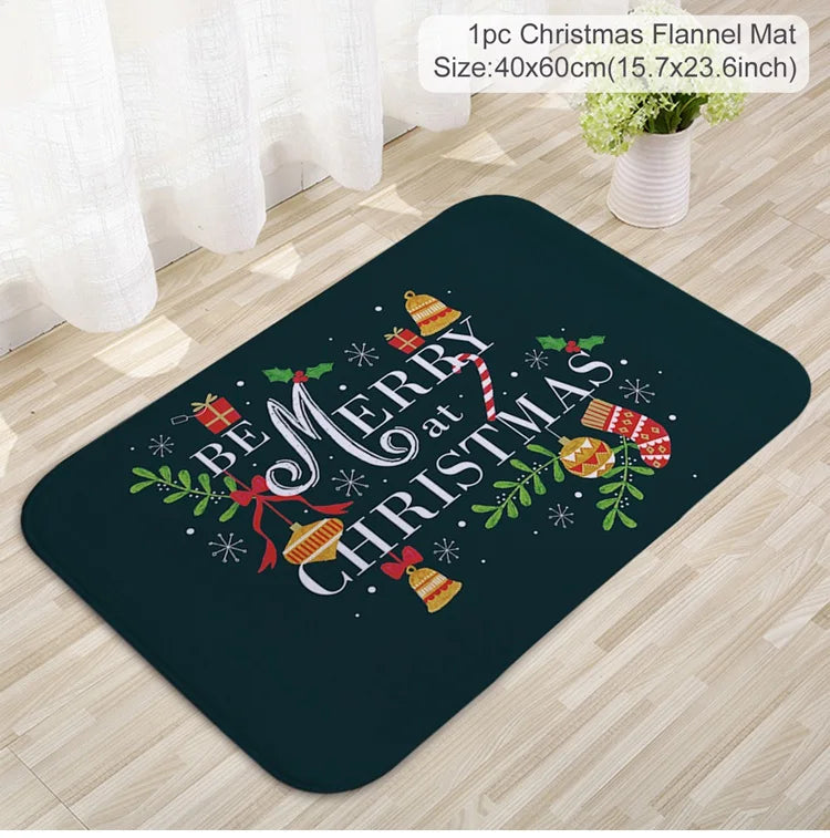 Santa Claus Christmas Doormat – Flannel Welcome Mat for Home
