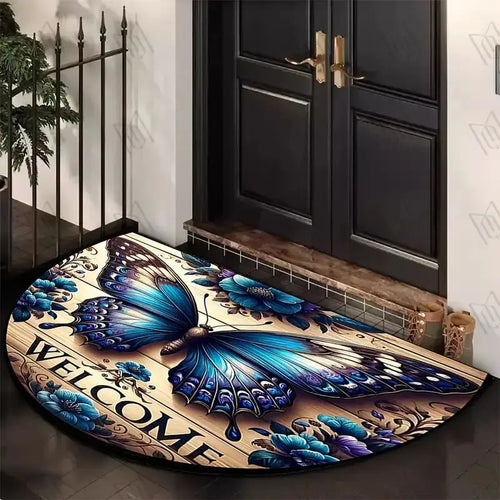 Dragonfly Door Mat – Non-Slip Half-Circle Welcome Rug for Entryway