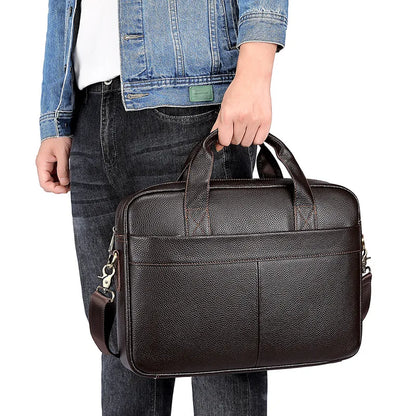 Genuine Leather Men's Briefcase – Laptop Shoulder Bag