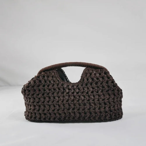 Elegant Ladies Chain Woven Handbag Straw Shoulder Bag Fashionable Raffia Crossbody Beach Summer