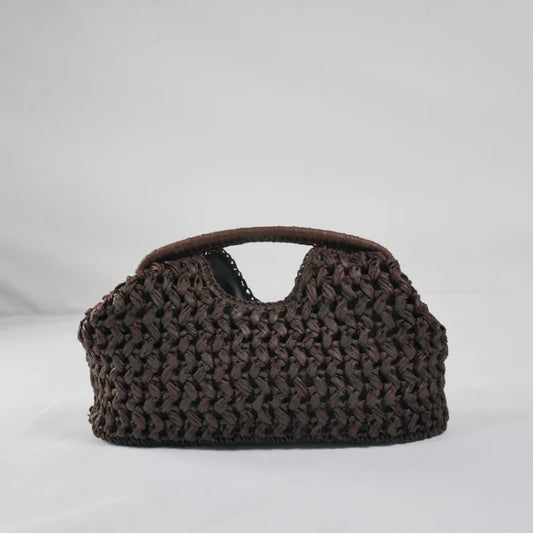 Elegant Ladies Chain Woven Handbag Straw Shoulder Bag Fashionable Raffia Crossbody Beach Summer