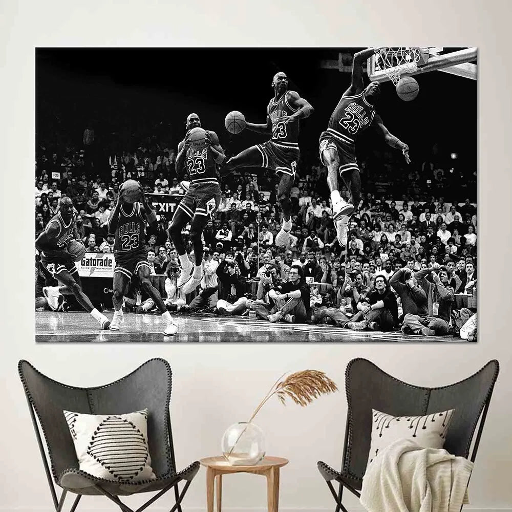 Kobe Bryant Black & White Action Poster – Basketball Wall Art