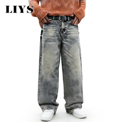 Baggy Wide Leg Jeans – Unisex Washed Streetwear Denim