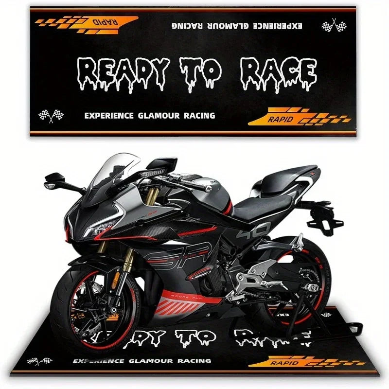 Motorcycle Runner Rug – Anti-Slip Racing Design Long Carpet for Garage & Bedroom