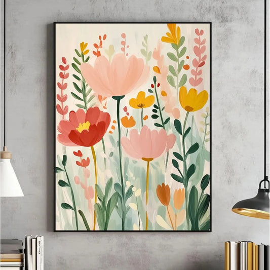 Floral Wall Art Print – Spring Botanical Poster, Pink & Green
