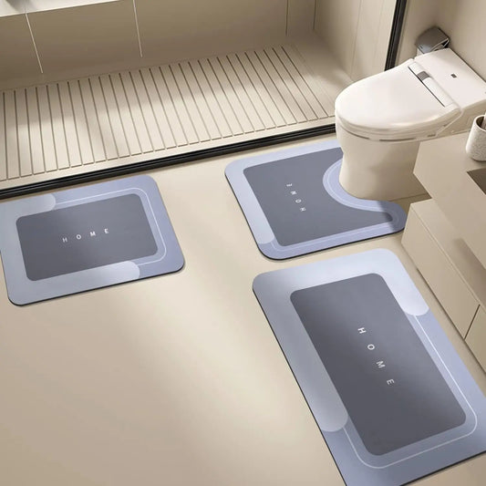 3-Piece Bathroom Mat Set – Diatomite Non-Slip Absorbent Bath Rugs