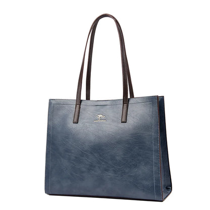 Vintage Leather Tote Bag – Large Capacity Top-Handle
