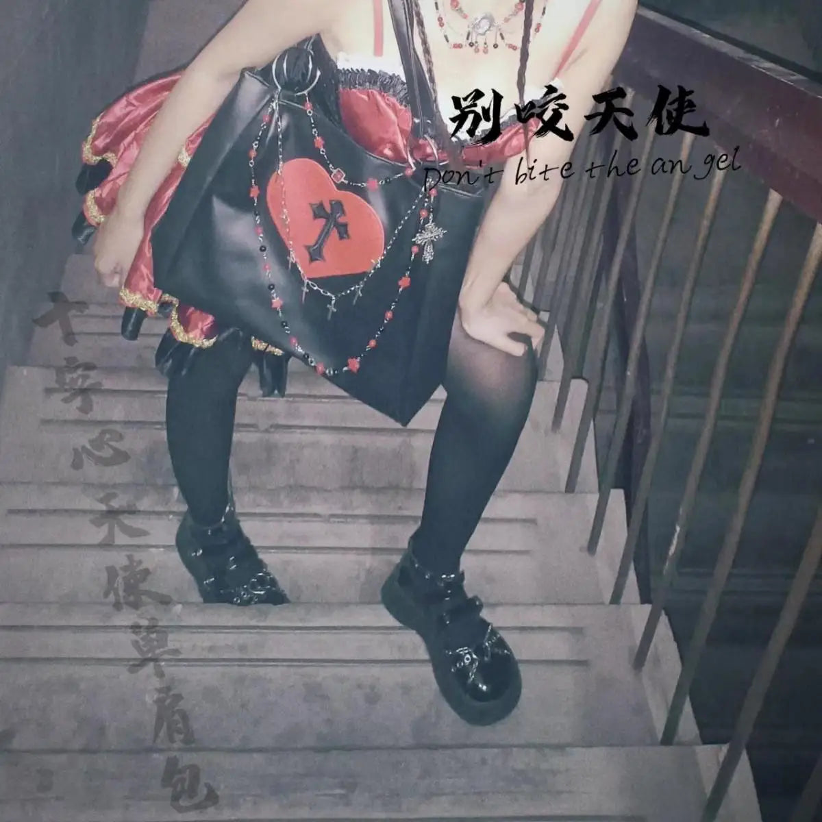 Y2k Grunge The Tote Bag Women Gothic Cross Pu Leather