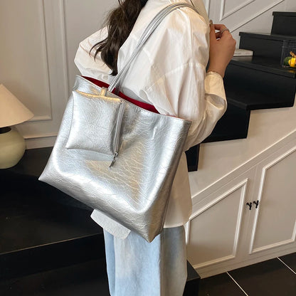 PU Leather Tote Bag – Large Capacity Shoulder Bag for Women