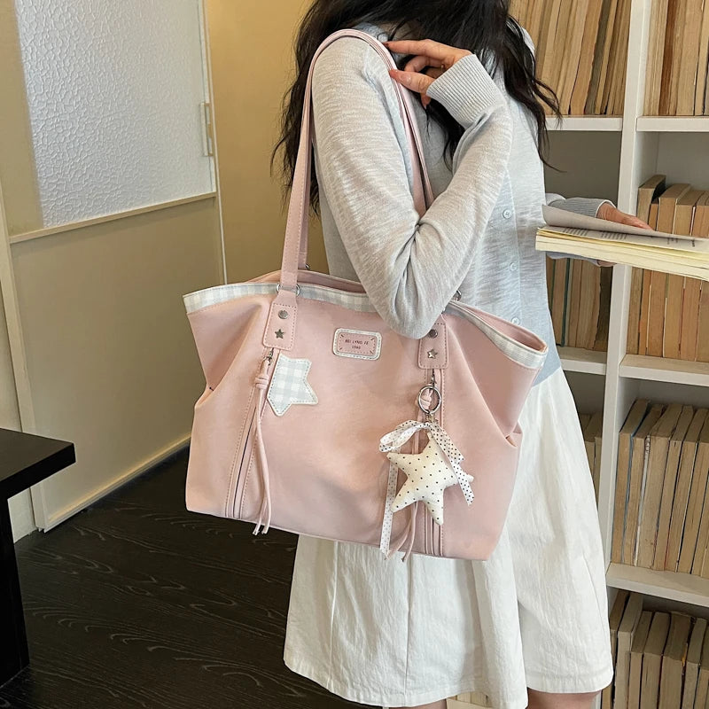 Large Canvas Tote Bag for Women – Korean Style Shoulder Bag