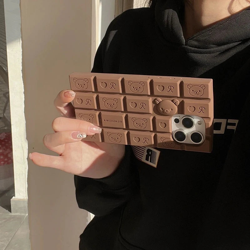 Rilakkuma 3D Chocolate Bar iPhone Case – Cute Soft Silicone