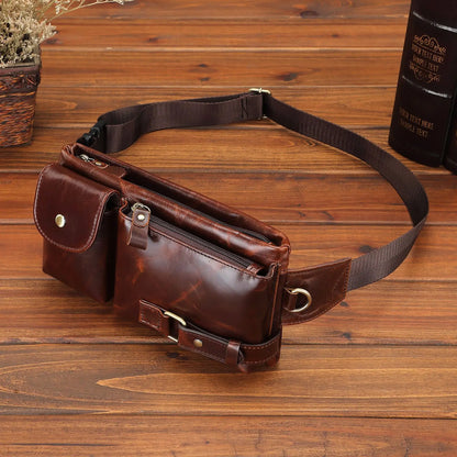 Men's Genuine Leather Chest Waist Pack – Casual Shoulder Bag