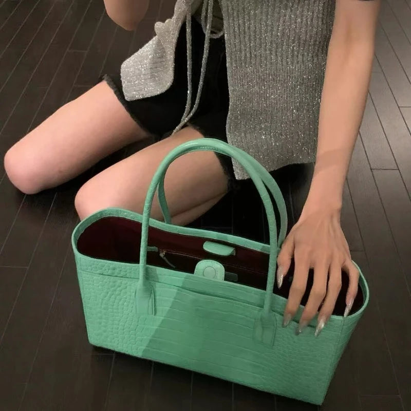 Luxury Crocodile Print Leather Bag