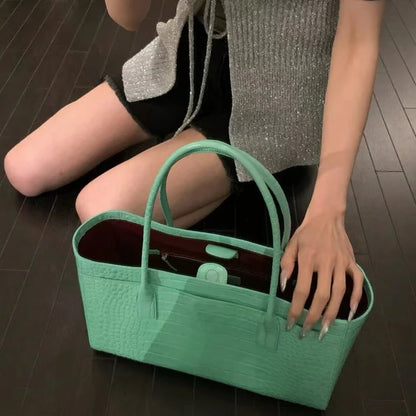 Luxury Crocodile Print Leather Bag