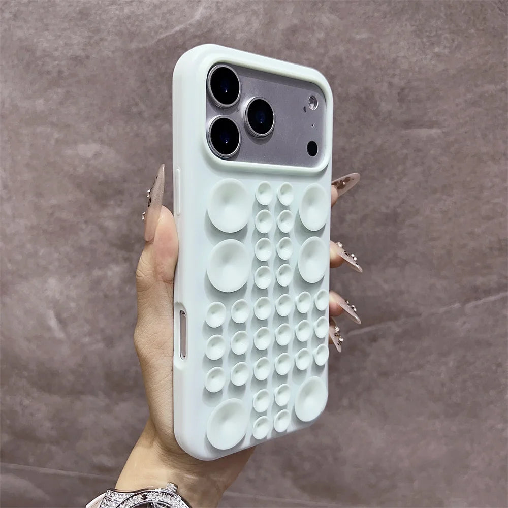 3D Bubble Grip Silicone iPhone Case – Shockproof Cover for iPhone 14–17 Series