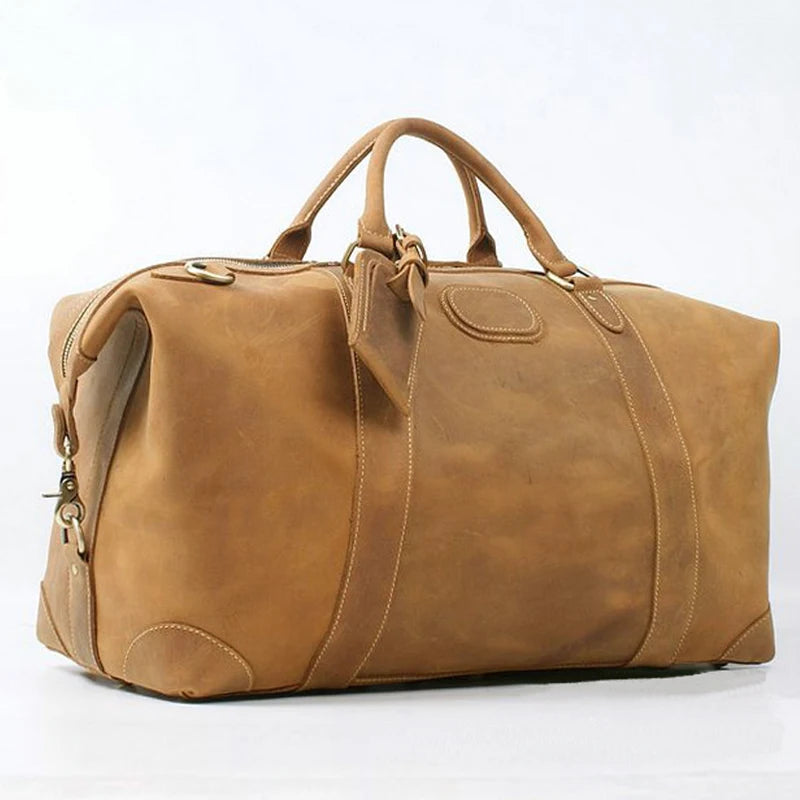 Crazy Horse Leather Duffle Bag for Men